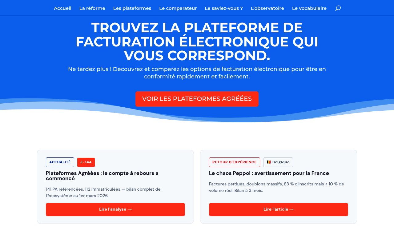 Apercu du site Comparateur Facturation Électronique